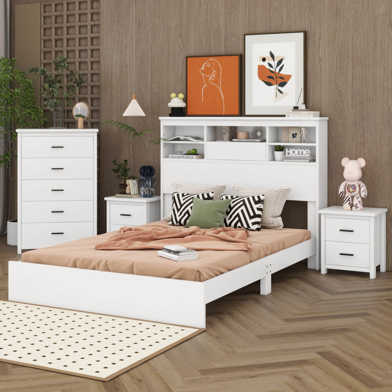 Queen size bed frame dresser and nightstand discount